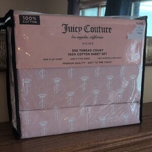 Juicy Couture Pink King Cotton Sheet Set